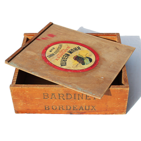 Ancienne boîte / caisse publicitaire en bois Rhum Negrita / Bardinet Bordeaux