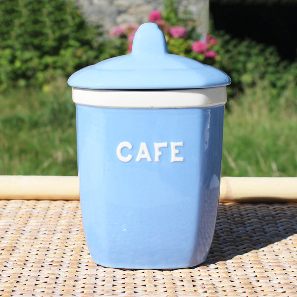 Pot à épices 15 cm en faïence de Digoin Sarreguemines  modèle Café / coloris bleu