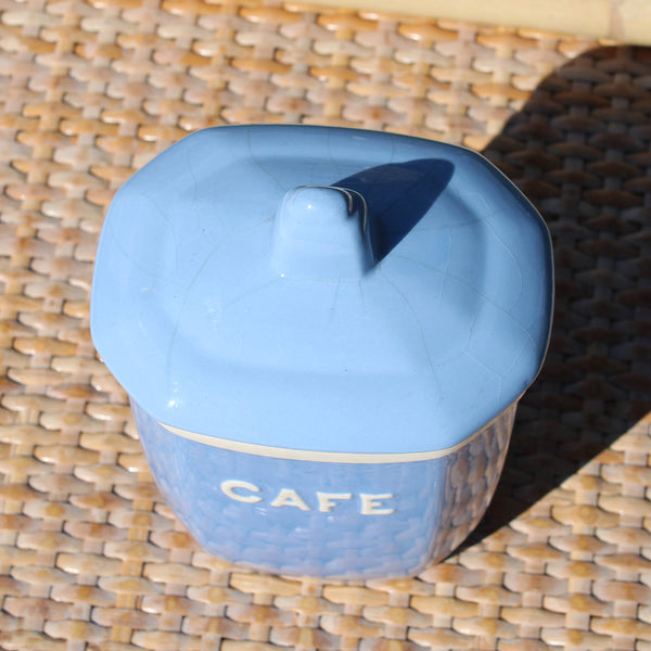 Pot à épices 15 cm en faïence de Digoin Sarreguemines  modèle Café / coloris bleu