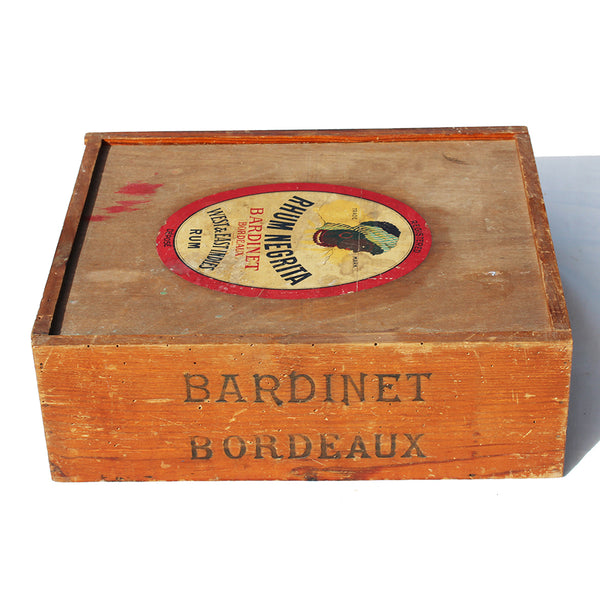 Ancienne boîte / caisse publicitaire en bois Rhum Negrita / Bardinet Bordeaux