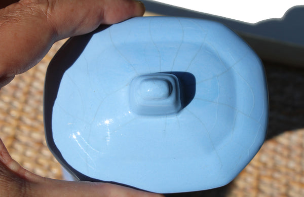 Pot à épices 15 cm en faïence de Digoin Sarreguemines  modèle Café / coloris bleu
