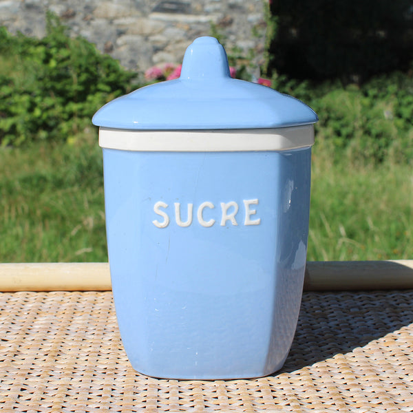 Pot à épices 18 cm en faïence de Digoin Sarreguemines  modèle Sucre / coloris bleu