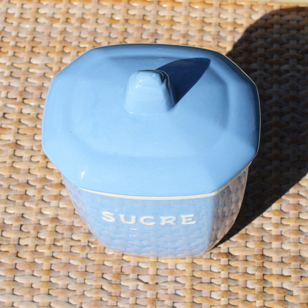 Pot à épices 18 cm en faïence de Digoin Sarreguemines  modèle Sucre / coloris bleu