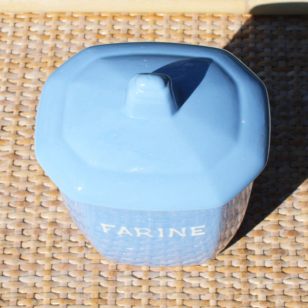 Pot à épices 20 cm en faïence de Digoin Sarreguemines  modèle Farine / coloris bleu