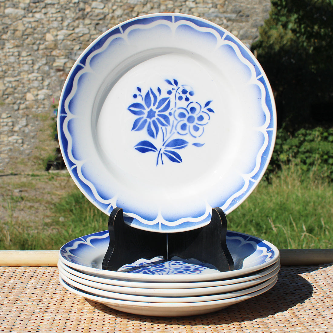 Ensemble de 6 assiettes plates en faïence de St Amand / Céranord modèle Gaby