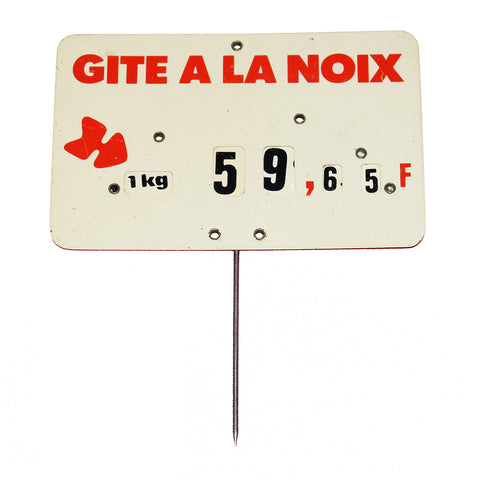 Étiquette de boucherie vintage prix en francs Gîte à la Noix / le kilo