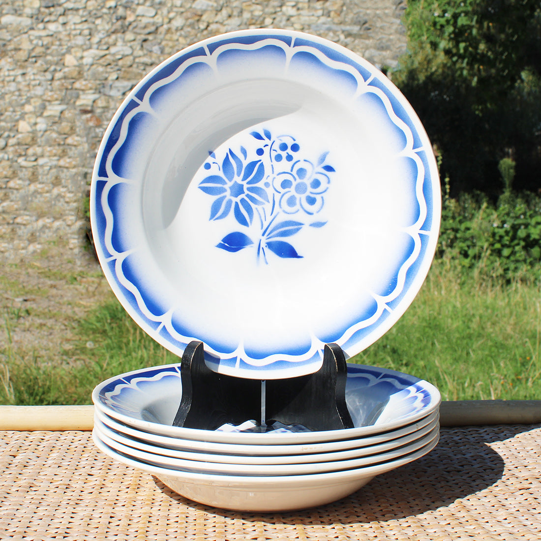 Ensemble de 6 assiettes creuses en faïence de St Amand / Céranord modèle Gaby