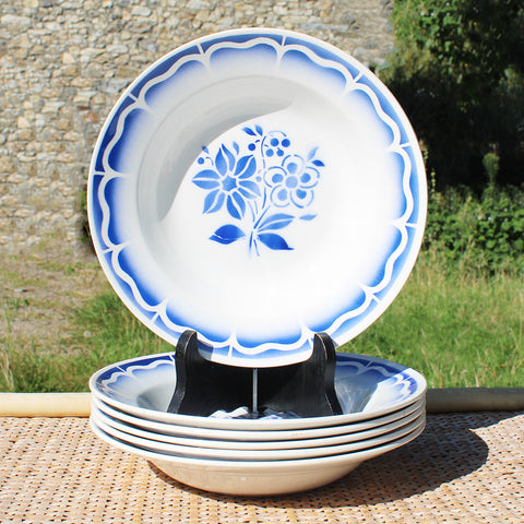 Ensemble de 6 assiettes creuses en faïence de St Amand / Céranord modèle Gaby
