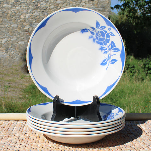 Ensemble de 6 assiettes creuses en faïence de Digoin Sarreguemines modèle Corsica