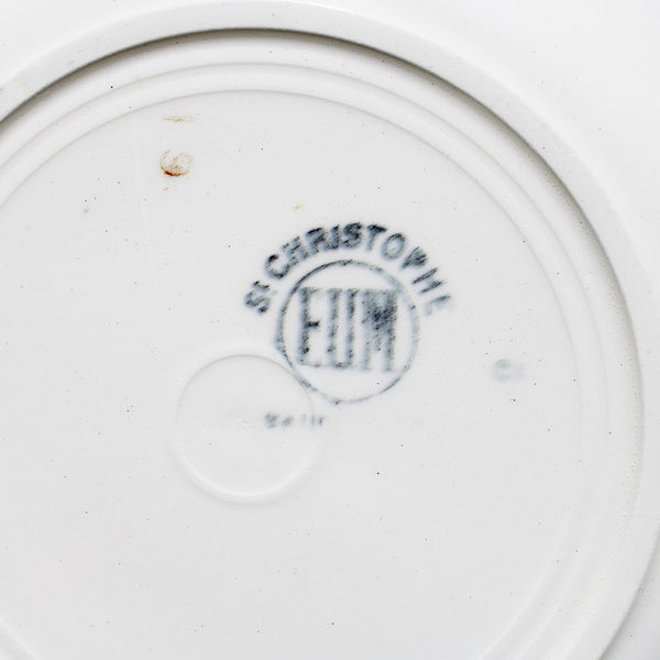 Paire d'assiettes creuses anciennes 22.5 cm en faïence de Badonviller modèle St Christophe