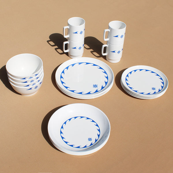 Ensemble de service vintage / assiettes / bols / mugs en mélamine Monte Carlo Yacht Line