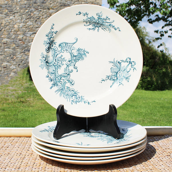 Ensemble de 6 assiettes plates 23.5 cm en faïence de BFK Boch Frères Keramis modèle Régent