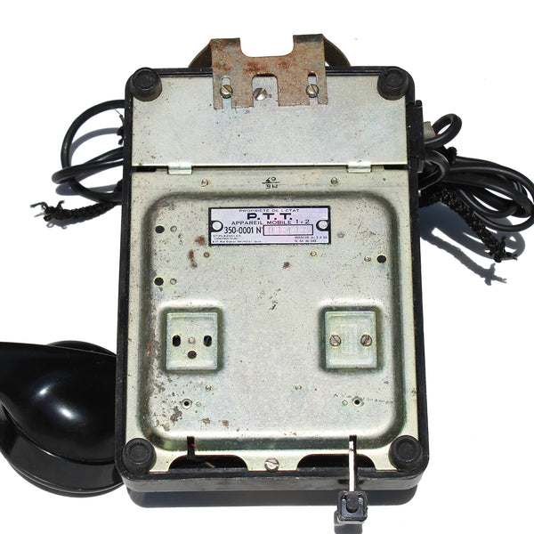 Ancien téléphone U43 Plazolles PTT 1 + 2 en bakélite noir à cadran