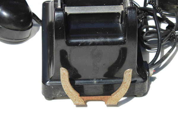 Ancien téléphone U43 Plazolles PTT 1 + 2 en bakélite noir à cadran