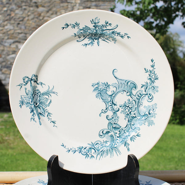 Ensemble de 6 assiettes plates 23.5 cm en faïence de BFK Boch Frères Keramis modèle Régent