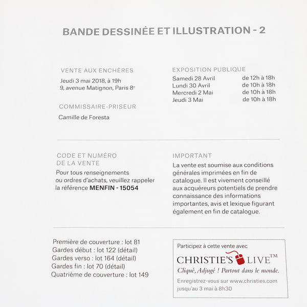 Catalogue de vente Christie's du 3 mai 2018 / Bande dessinée et illustration / Gibrat