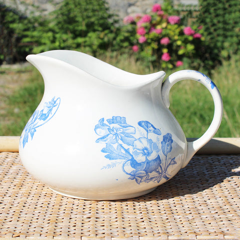 Ancien broc de toilette en faïence de Salins modèle à décor floral