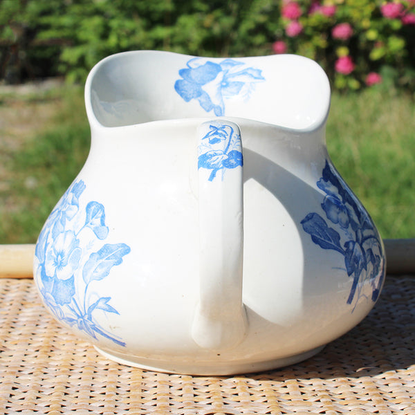 Ancien broc de toilette en faïence de Salins modèle à décor floral