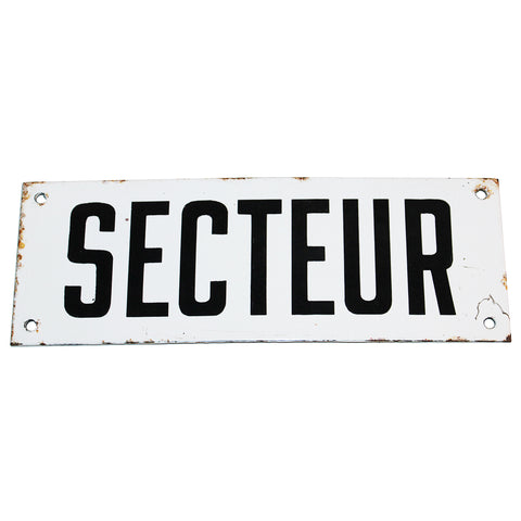Ancienne plaque émaillée SNCF / Secteur / 25 cm x 9 cm