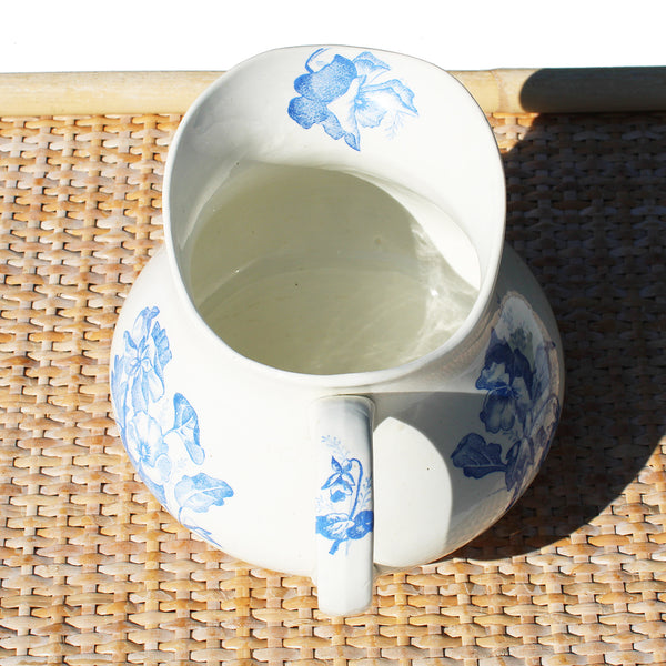 Ancien broc de toilette en faïence de Salins modèle à décor floral