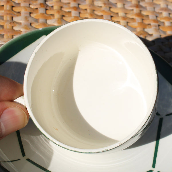 Ancienne tasse à café + soucoupe en faïence de Digoin Sarreguemines modèle Monique