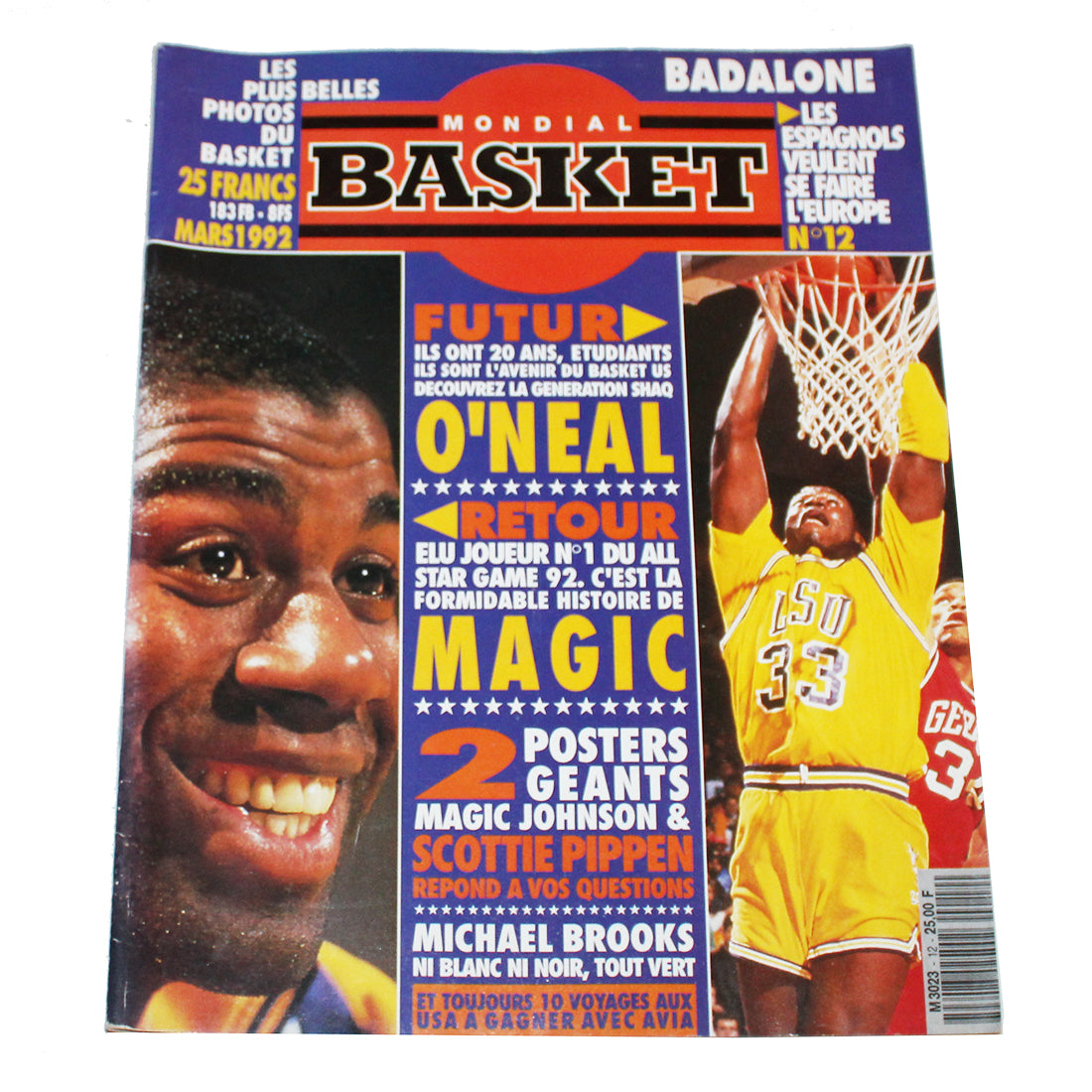 Magazine / revue Mondial Basket n° 12 mars 1992 ( sans les posters )