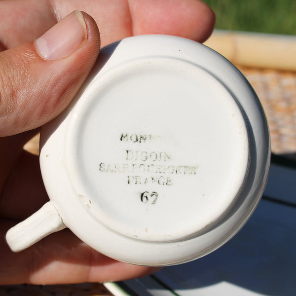 Ancienne tasse à café + soucoupe en faïence de Digoin Sarreguemines modèle Monique