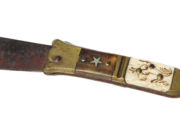 Ancien couteau de poche pliant de type Navaja à queue de crotale / XIXème siècle