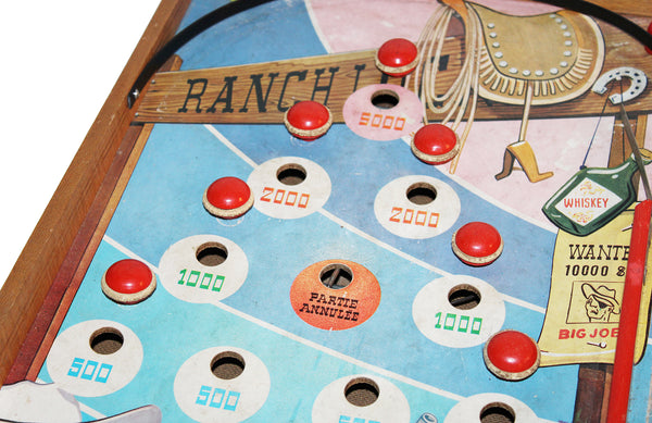 Ancien jeu / Flipper de table en bois modèle Far West / Cowboy