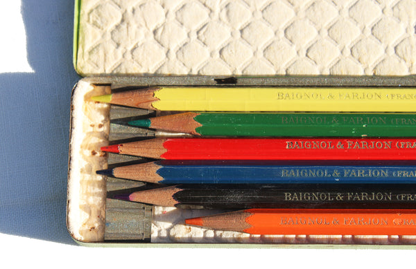 Ancienne boîte de 6 crayons de couleur / Baignol & Farjon / Abaques n° 663
