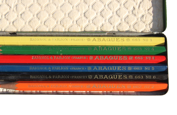 Ancienne boîte de 6 crayons de couleur / Baignol & Farjon / Abaques n° 663