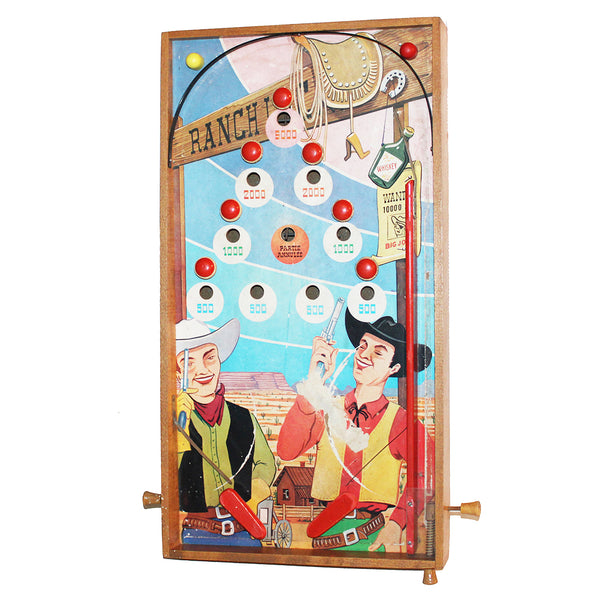 Ancien jeu / Flipper de table en bois modèle Far West / Cowboy