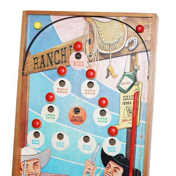 Ancien jeu / Flipper de table en bois modèle Far West / Cowboy