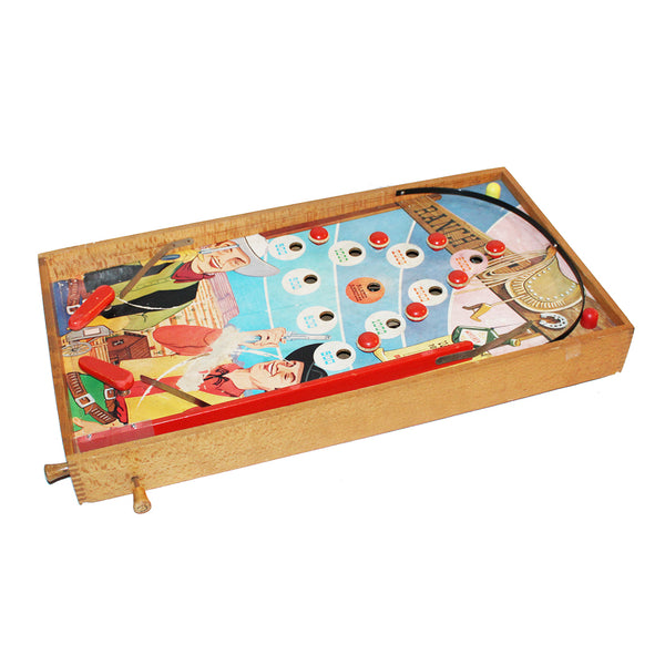 Ancien jeu / Flipper de table en bois modèle Far West / Cowboy