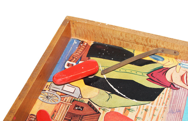 Ancien jeu / Flipper de table en bois modèle Far West / Cowboy