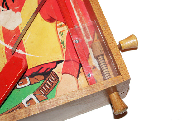 Ancien jeu / Flipper de table en bois modèle Far West / Cowboy