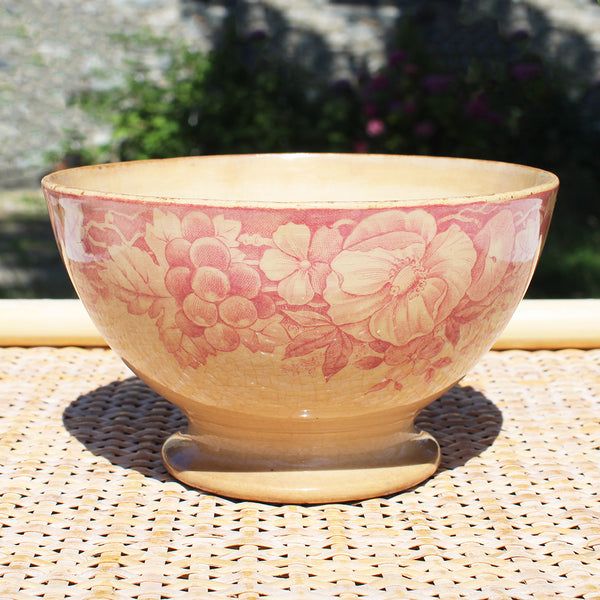 Ancien bol en faïence patinée de Creil et Montereau 619 / vigne / raisin / liseron