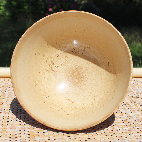 Ancien bol en faïence patinée de Creil et Montereau 619 / vigne / raisin / liseron