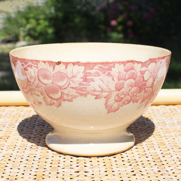 Ancien bol en faïence de Creil et Montereau 619 / vigne / raisin / liseron