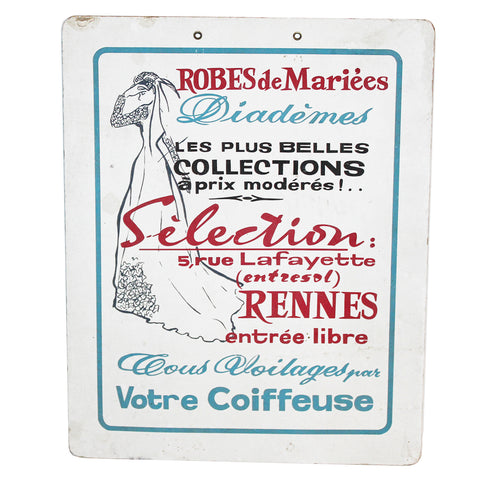 Ancien carton publicitaire de magasin Robes de Mariées à Rennes 5 rue Lafayette