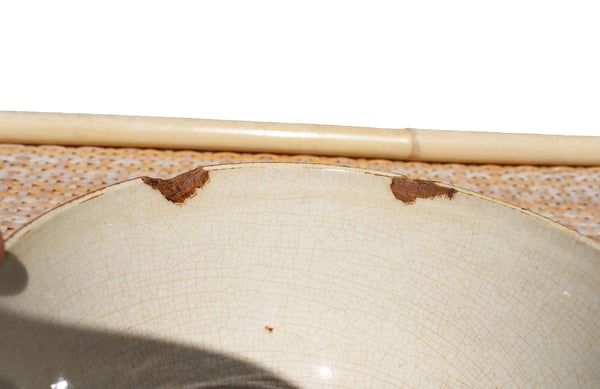 Ancien bol en faïence de Creil et Montereau 619 / vigne / raisin / liseron