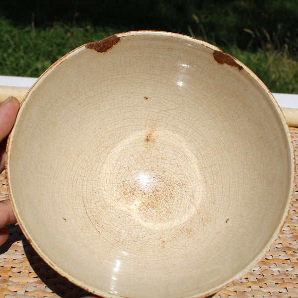 Ancien bol en faïence de Creil et Montereau 619 / vigne / raisin / liseron