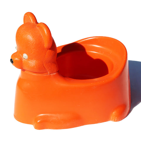 Pot d'aisance / toilette vintage pour bébé Création Dors-Bébé Nounours / orange