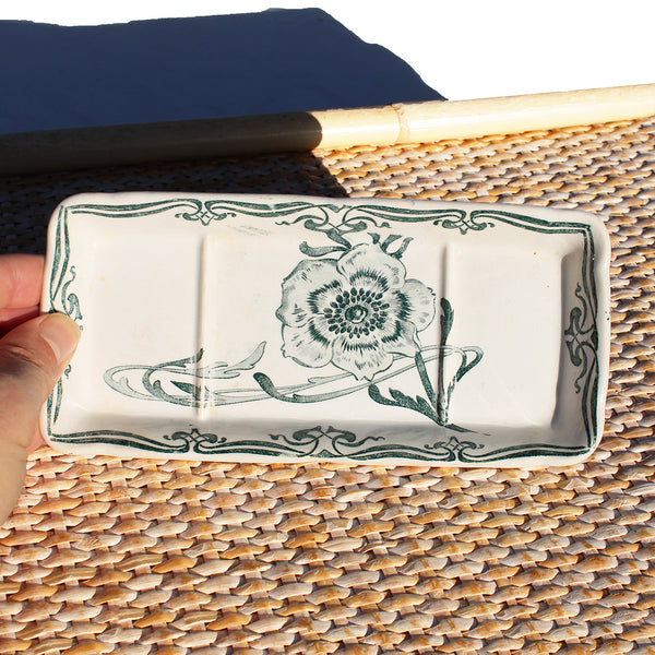 Ancien porte / plat à peigne en faïence / Creil et Montereau modèle Anémones