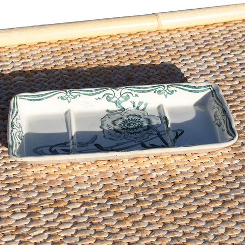 Ancien porte / plat à peigne en faïence / Creil et Montereau modèle Anémones