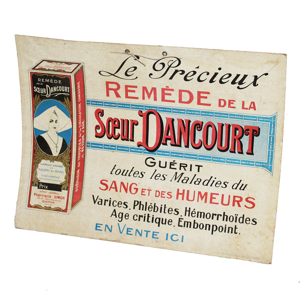 Ancien carton publicitaire de pharmacie Remède de la Soeur Dancourt