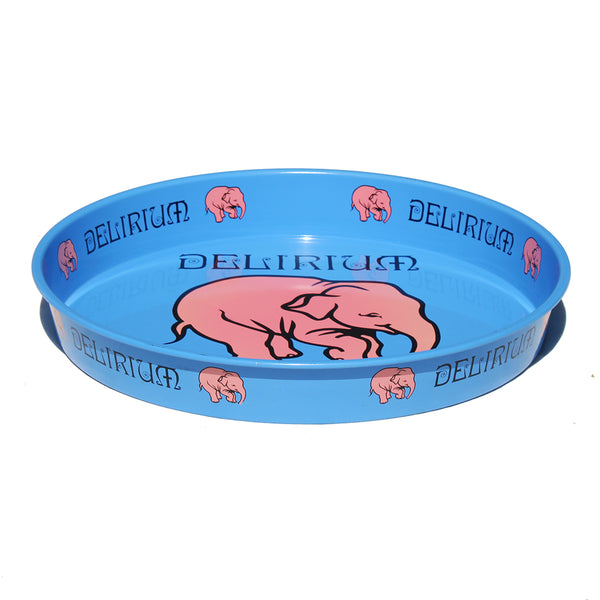 Plateau de service publicitaire rond en tôle / Bière Delirium