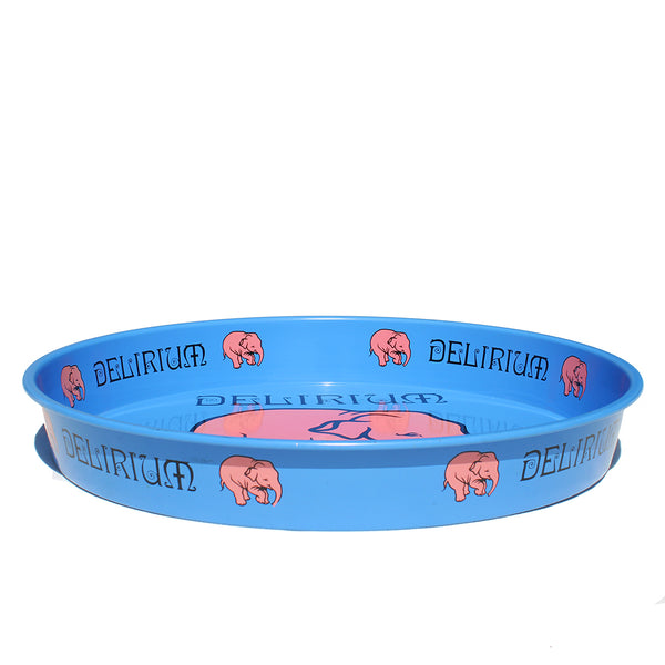 Plateau de service publicitaire rond en tôle / Bière Delirium