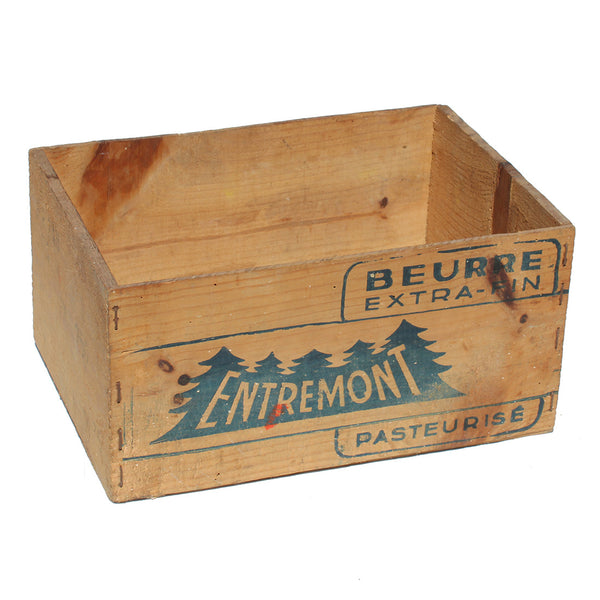 Ancienne petite caisse publicitaire en bois / Beurre extra-fin Entremont