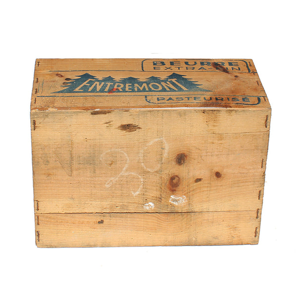Ancienne petite caisse publicitaire en bois / Beurre extra-fin Entremont